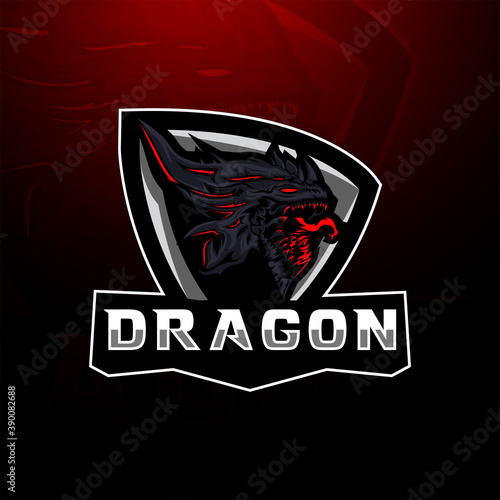 Dragon head esports mascot logo design