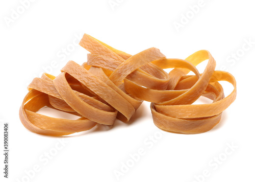 brown rubber bands on white background
