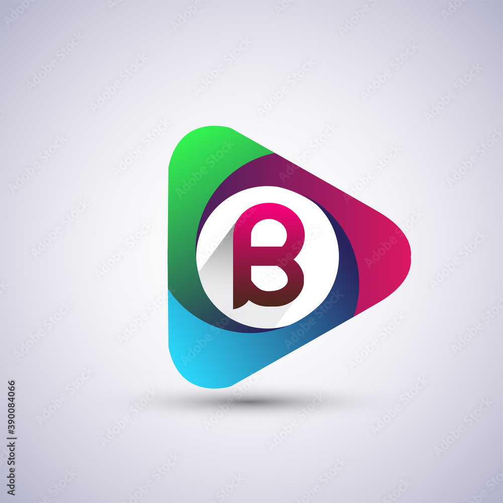 B letter colorful logo in the triangle shape, Vector design template elements for your Business or company identity. B letter colorful logo in the triangle shape, Vector design template elements for your Business or company identity.