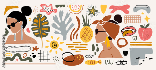 Modern abstract elements set, minimal design, vector illustration.