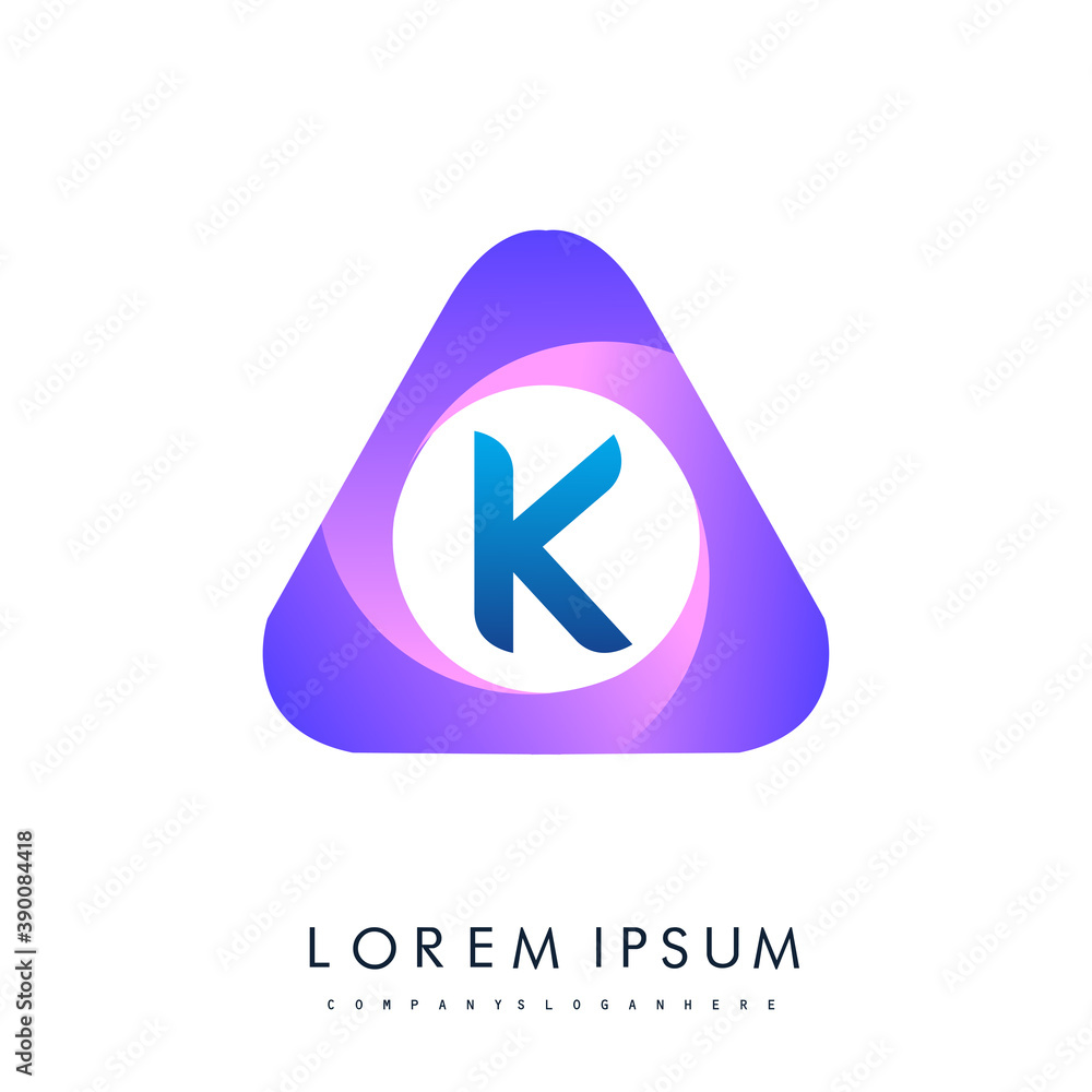 logo letter K rounded in the triangle shape, Vector design template elements for your Business or company identity. logo letter K rounded in the triangle shape, Vector design template elements for your Business or company identity.
