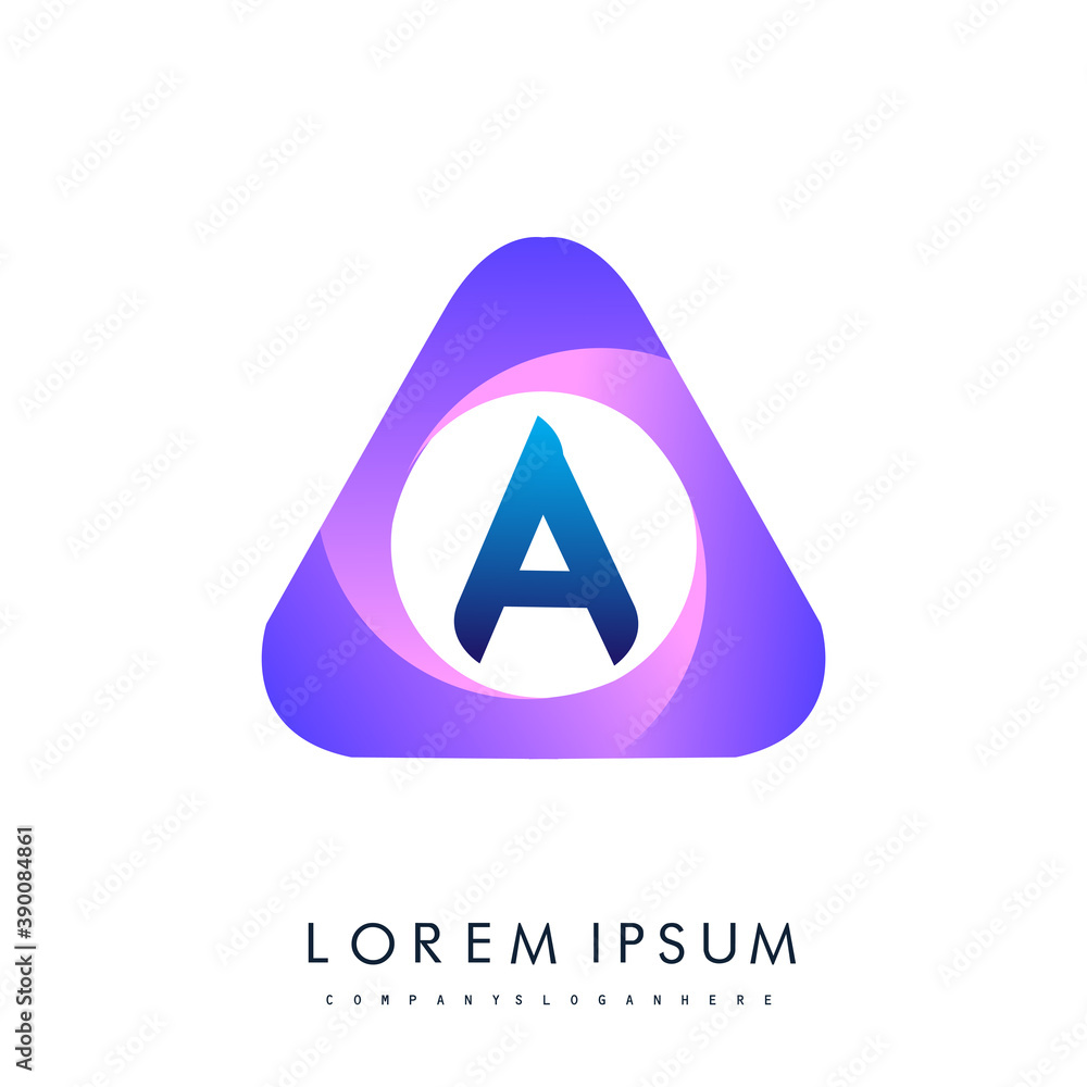 logo letter A rounded in the triangle shape, Vector design template elements for your Business or company identity. logo letter A rounded in the triangle shape, Vector design template elements for your Business or company identity.