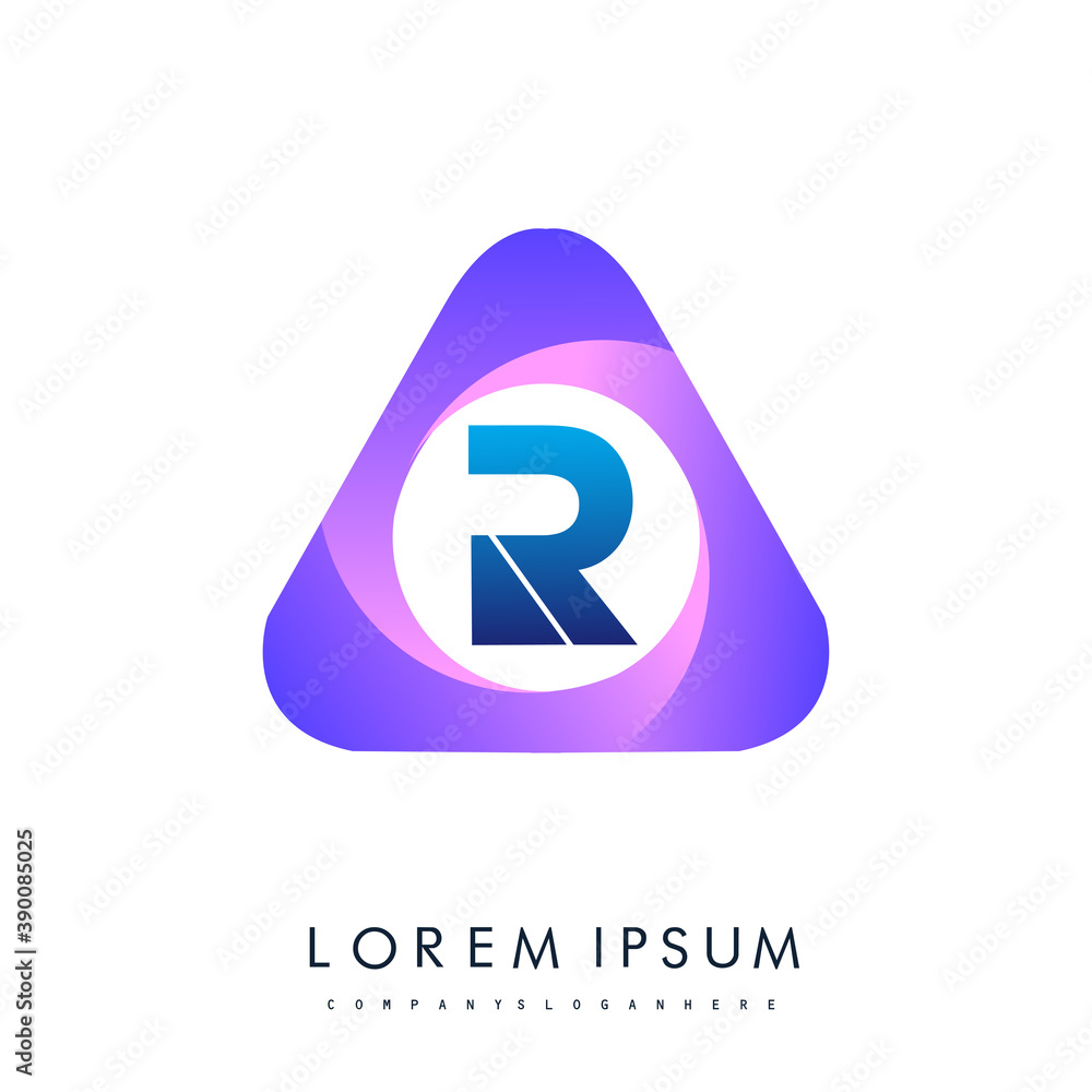 logo letter R rounded in the triangle shape, Vector design template elements for your Business or company identity. logo letter R rounded in the triangle shape, Vector design template elements for your Business or company identity.