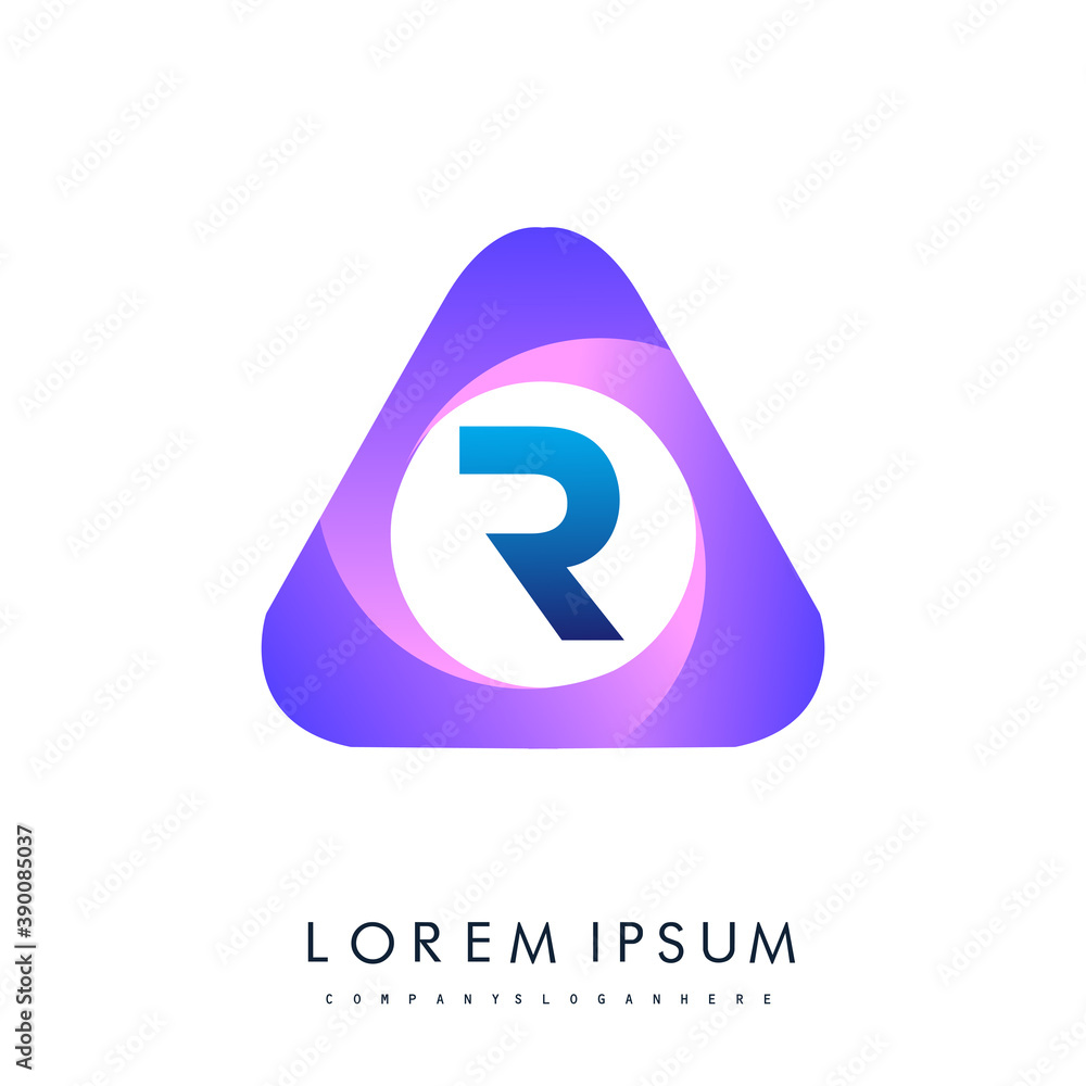 logo letter R rounded in the triangle shape, Vector design template elements for your Business or company identity. logo letter R rounded in the triangle shape, Vector design template elements for your Business or company identity.
