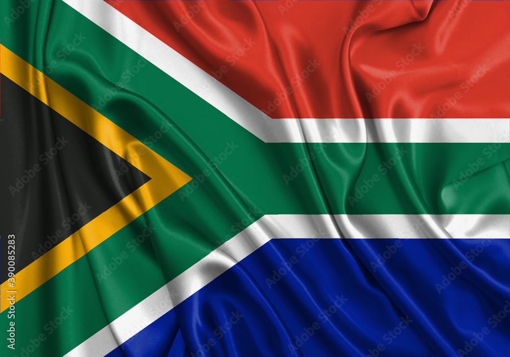 South Africa , national flag on fabric texture. International relationship.