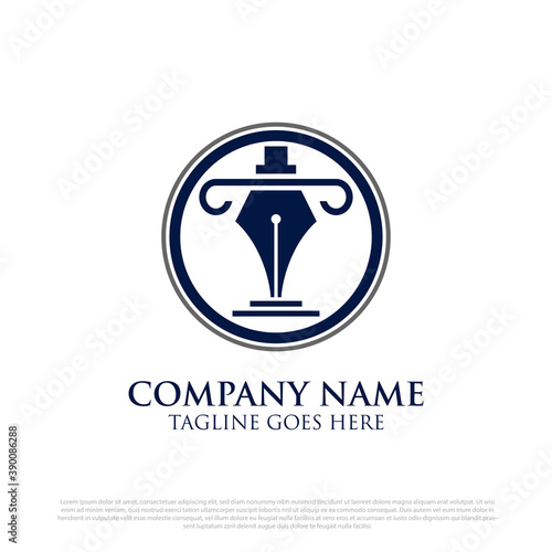 law firm logo concept in circle element. Premium Vector