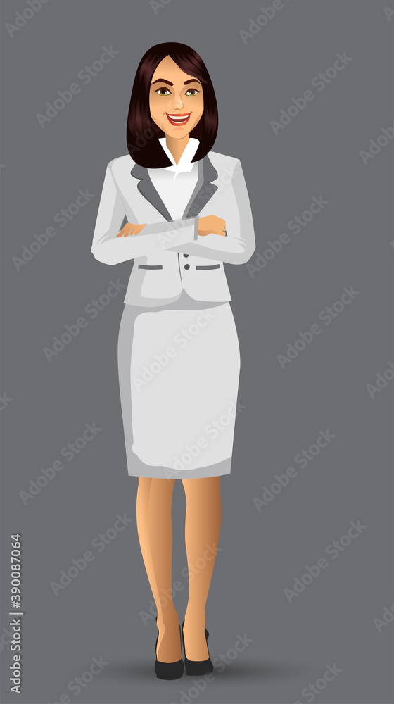 Businesswoman wearing white suits, with standing position or presentation poses, vector illustration Businesswoman wearing white suits, with standing position or presentation poses, vector illustration