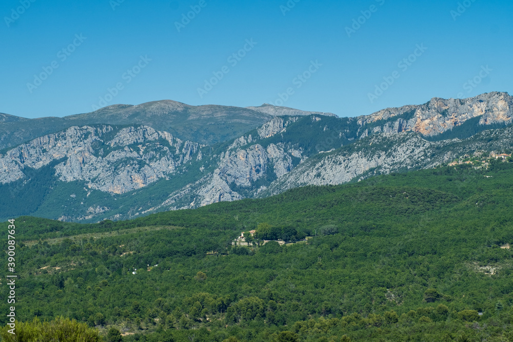 View over the mountains in the Provence countryside