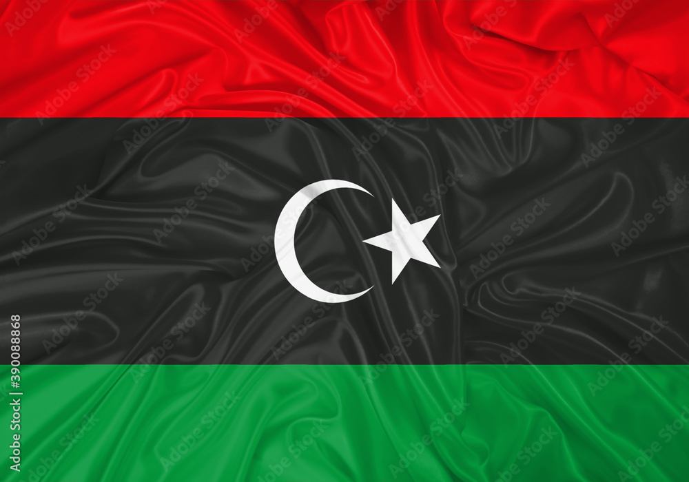 Libya national flag texture. Background for international concept. Simple waving flag.