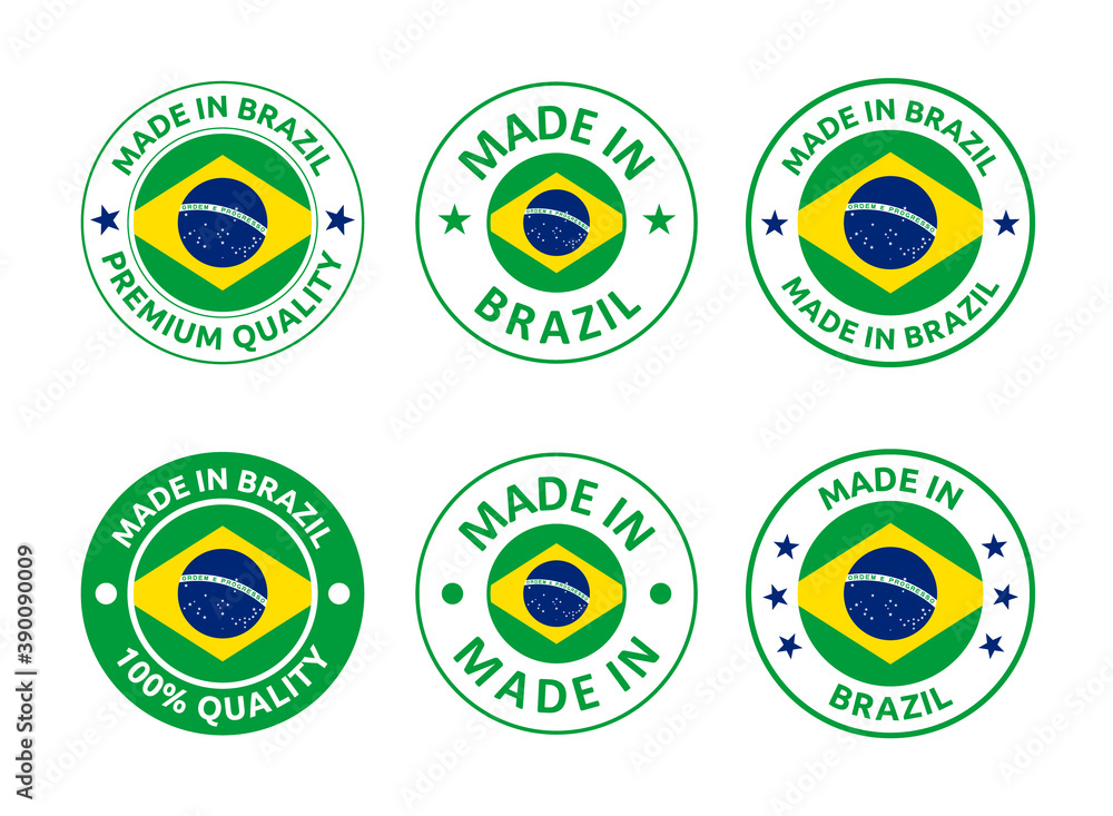 made in Brazil labels set, Federative Republic of Brazil product emblem  Stock Vector | Adobe Stock