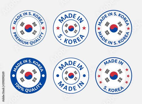 made in South Korea labels set, Republic of Korea product emblem