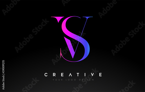 VS SV letter design logo logotype icon concept with serif font and classic elegant style look vector