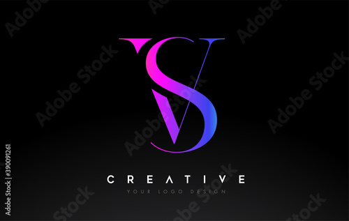 VS SV letter design logo logotype icon concept with serif font and classic elegant style look vector