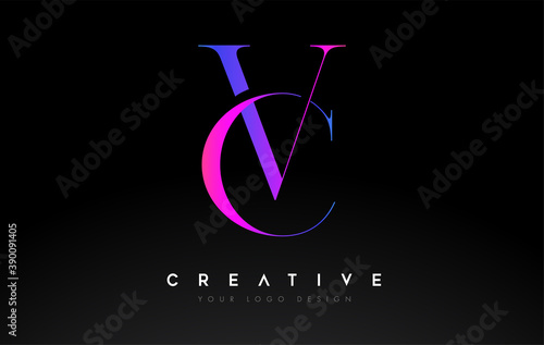 VC CV letter design logo logotype icon concept with serif font and classic elegant style look vector