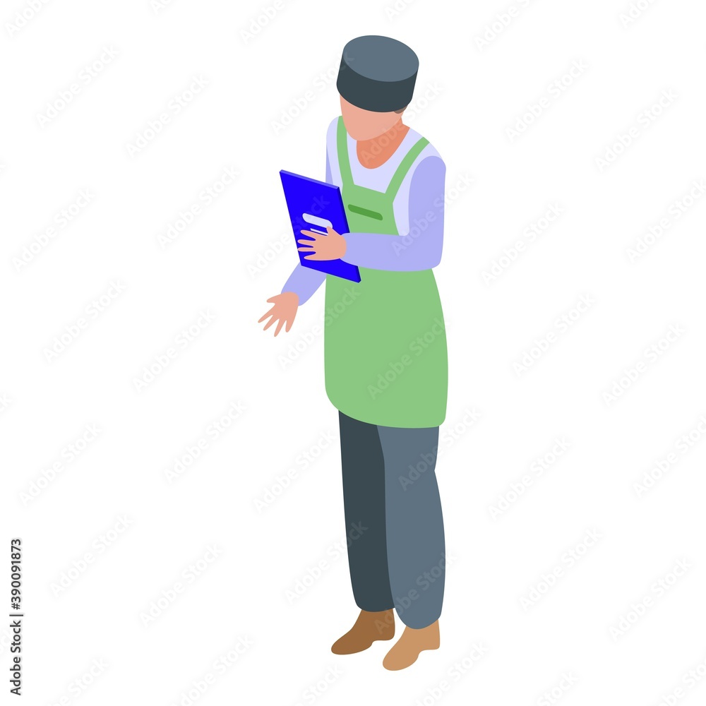 Seller student job icon. Isometric of seller student job vector icon for web design isolated on white background Seller student job icon. Isometric of seller student job vector icon for web design isolated on white background