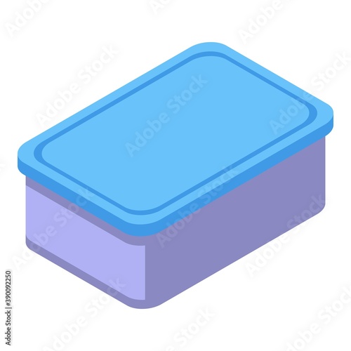Lunch plastic box icon. Isometric of lunch plastic box vector icon for web design isolated on white background