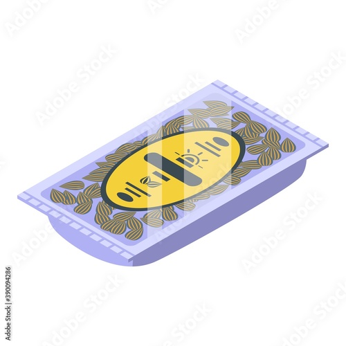 Sunflower seed pack icon. Isometric of sunflower seed pack vector icon for web design isolated on white background