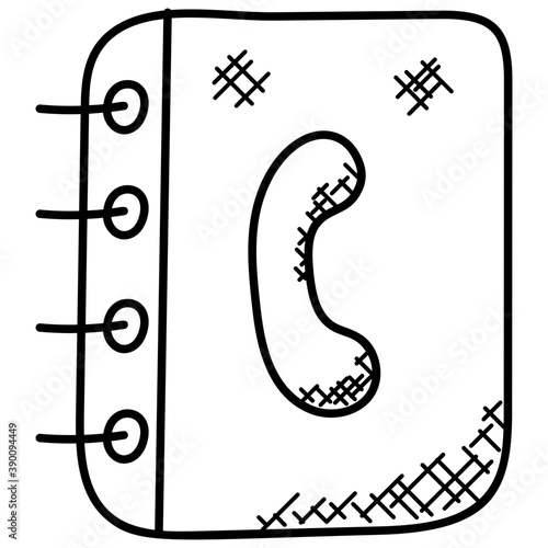 
Doodle vector icon of phone book
