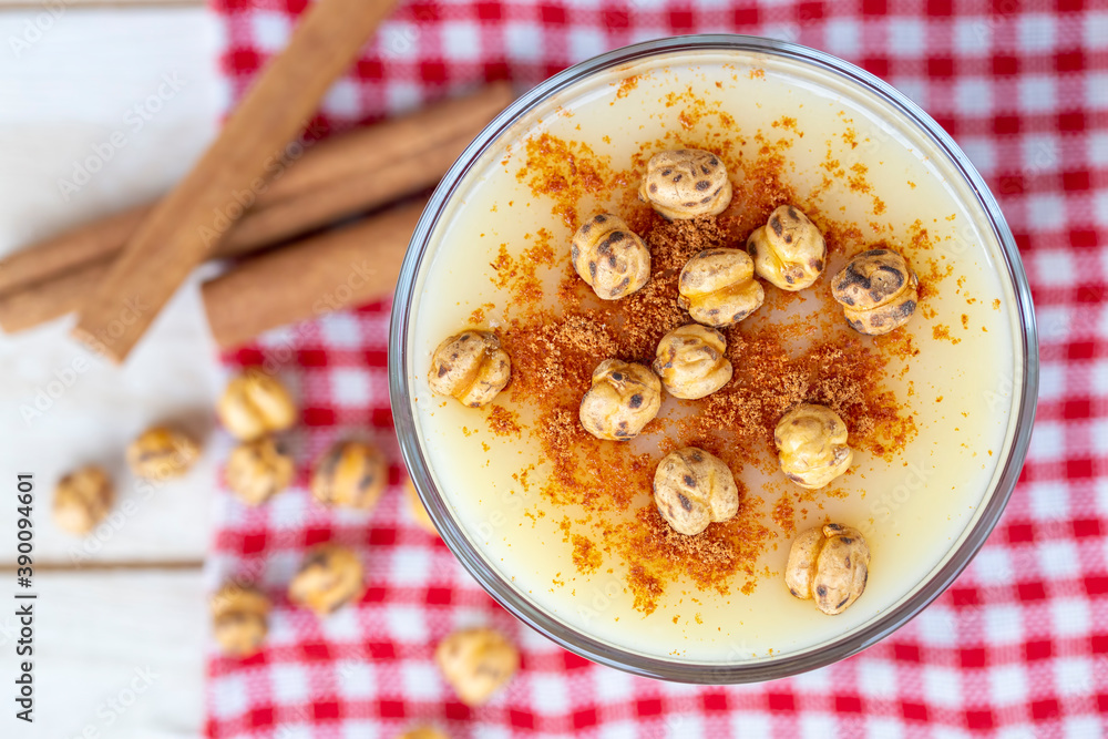 Boza or Bosa, traditional Turkish drink with roasted chickpea Boza or Bosa, traditional Turkish drink with roasted chickpea