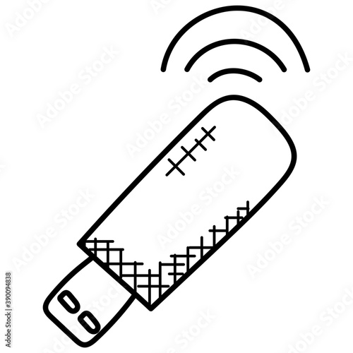 
 A doodle icon design of wifi usb adapter
