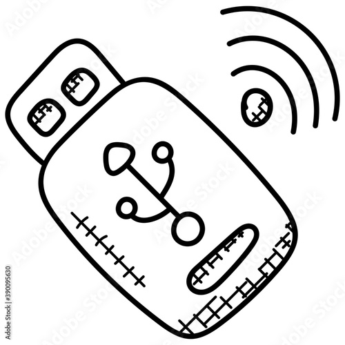 
 A doodle icon design of wifi usb adapter
