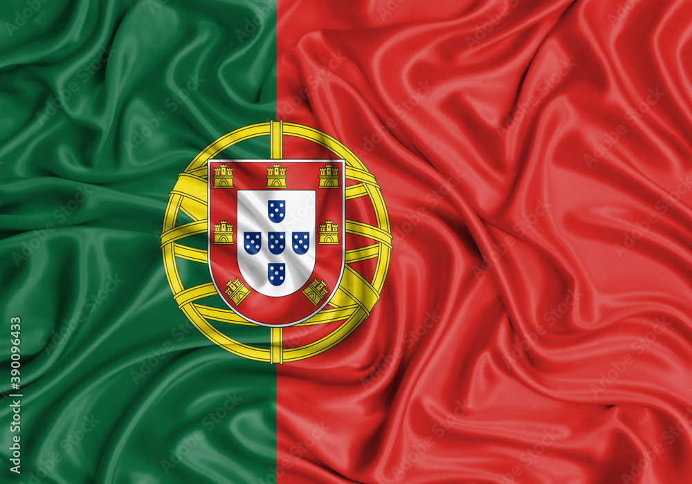 Portugal , national flag on fabric texture waving background. Portugal , national flag on fabric texture waving background.