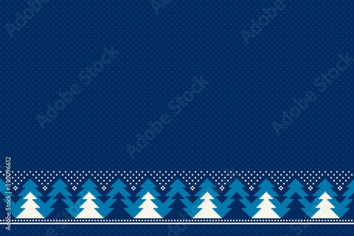 Winter Holiday Seamless Pixel Pattern. Christmas Trees Ornament. Vector Seamless Background with a Place for the Greeting Text or Logo.