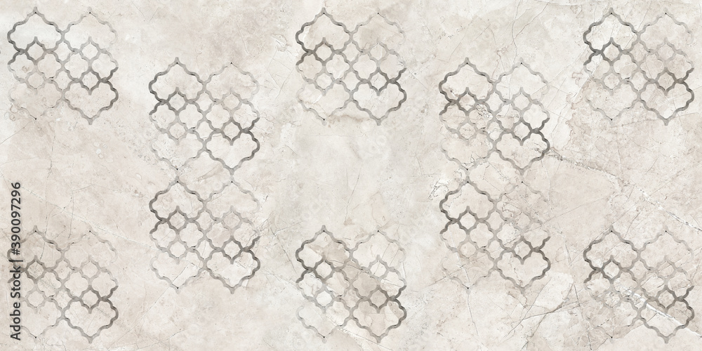 Patterned beige veined marble on a white background