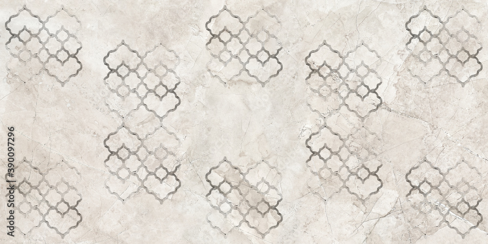 Obraz premium Patterned beige veined marble on a white background