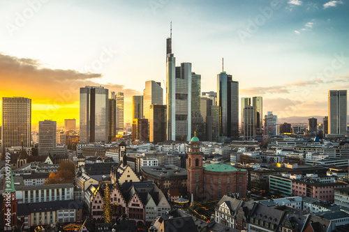 FRANKFURT, GERMANY - Sep 01, 2020: The stunning skyscraper scene of Frankfurt photo