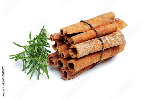  cinnamon on white background photo