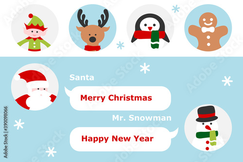 Christmas chatting design element with Christmas characters