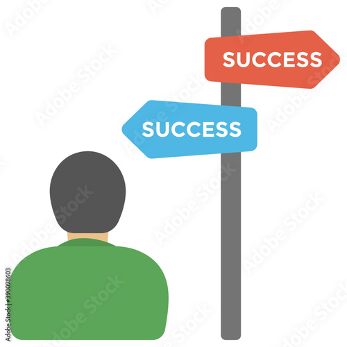 
A person standing with pointing directions both ways representing decision making concept
