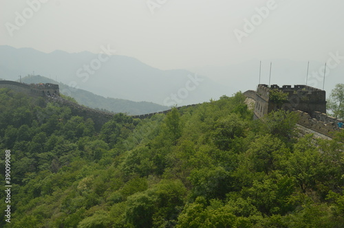 Hiking in the beautiful Chinese mountain landscapes and on the ancient historical Great Wall of China 