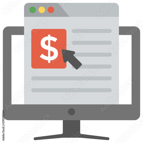 
Digital advertising flat design icon, pay per click 
