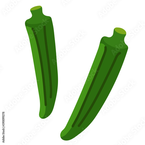 Illustration of simple flat colored green okra vegetables