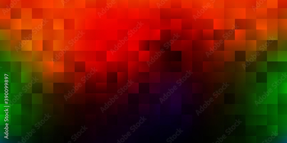 Dark green, red vector pattern with rectangles.
