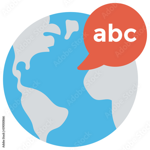  Sphere globe with alphabets, world language 