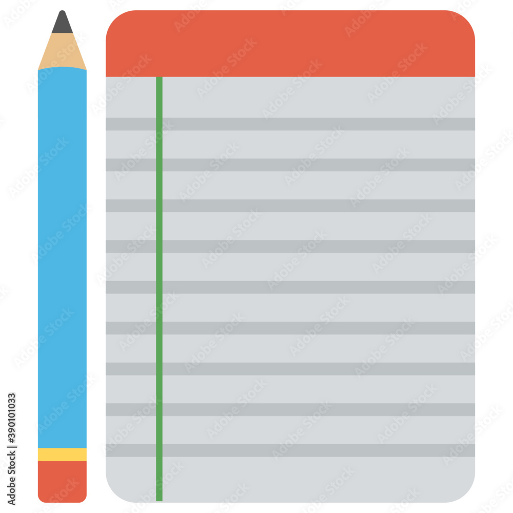 A pencil and a paper, flat icon design of notes
A pencil and a paper, flat icon design of notes