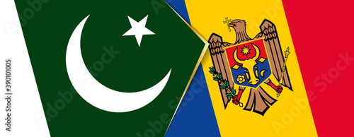 Pakistan and Moldova flags, two vector flags.