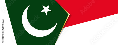 Pakistan and Monaco flags, two vector flags.