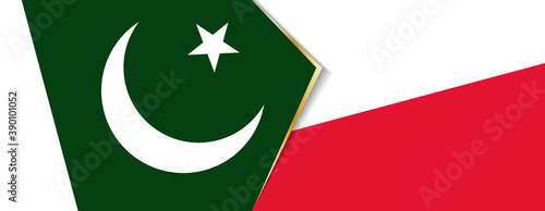 Pakistan and Poland flags, two vector flags.