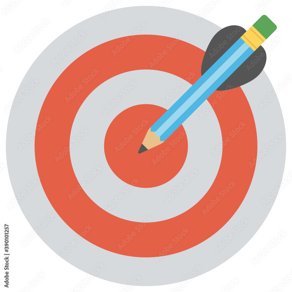 Dartboard with dart, target flat design icon
Dartboard with dart, target flat design icon