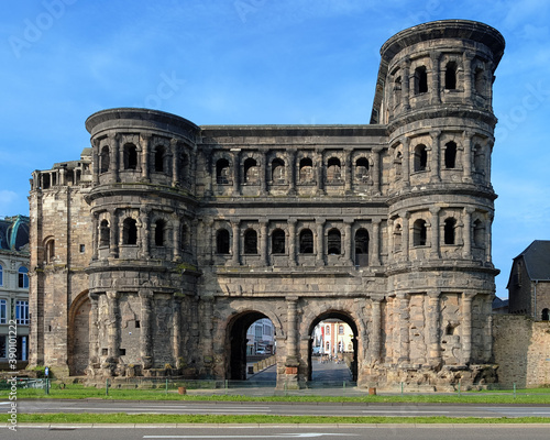 The Porta Nigra  Black Gate  - a 2nd-century Roman city gate in Trier  Germany