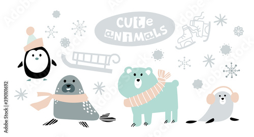 Cute winter animals