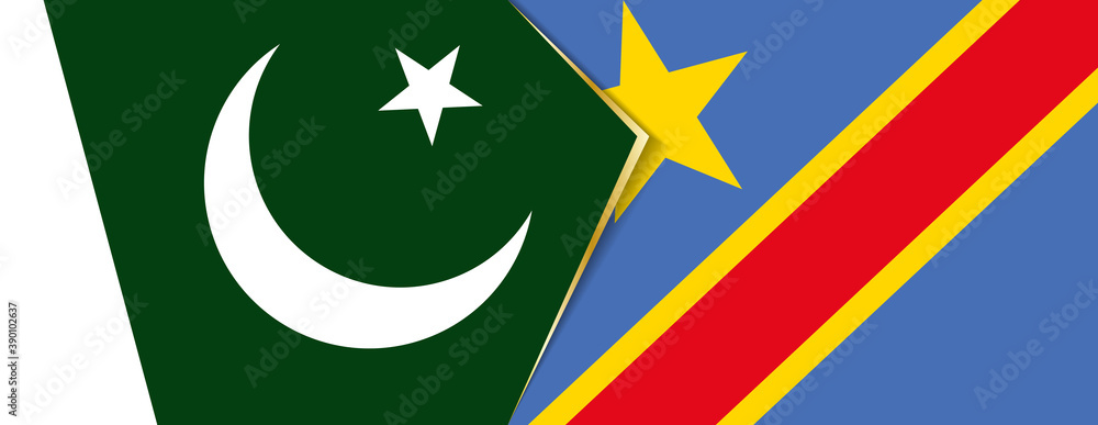 Pakistan and DR Congo flags, two vector flags. Pakistan and DR Congo flags, two vector flags.