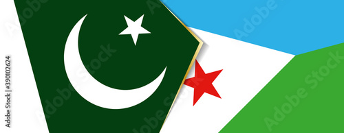 Pakistan and Djibouti flags, two vector flags.