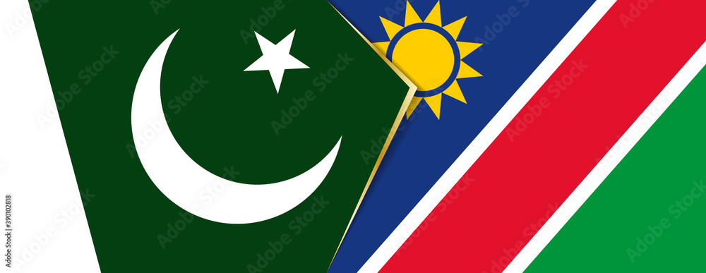 Pakistan and Namibia flags, two vector flags. Pakistan and Namibia flags, two vector flags.