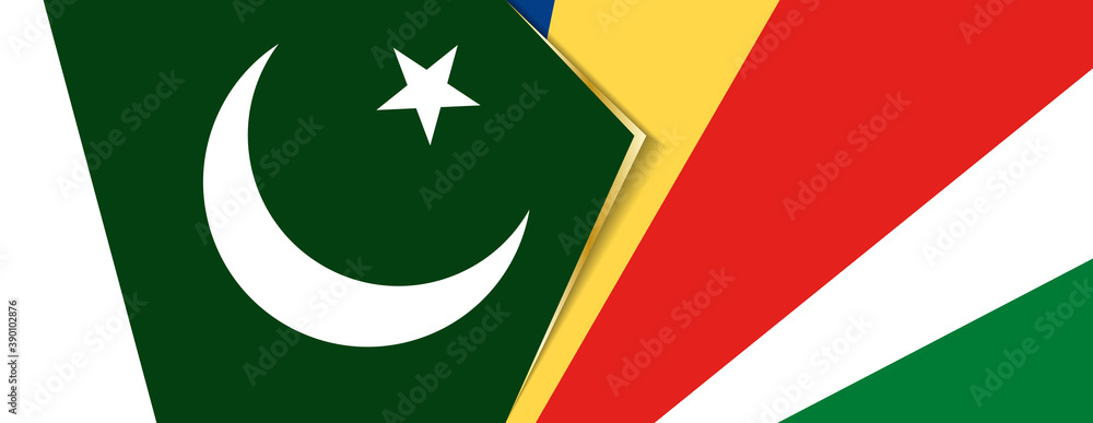 Pakistan and Seychelles flags, two vector flags. Pakistan and Seychelles flags, two vector flags.