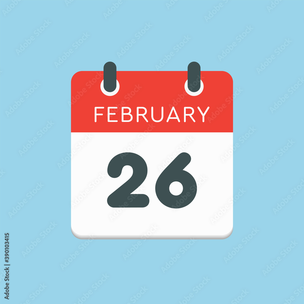 Icon day date 26 February, template calendar page Icon day date 26 February, template calendar page